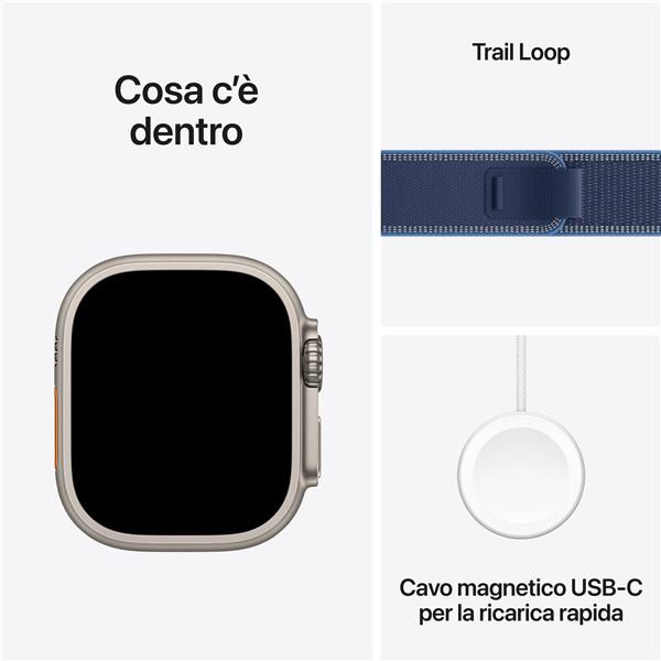 Smartwatch Apple Watch Ultra 3 gps + Cellular 49mm natural Titanium Case Blue - Bright Blue Trail Loop - M - L