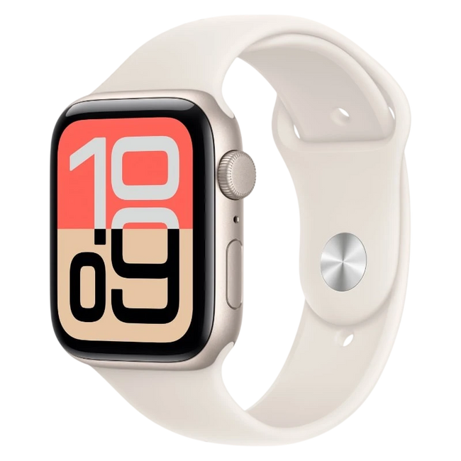 Apple Watch SE 3 GPS + Cellular 44mm Blanco Estelar con Correa Deportiva Blanco M/L Hover Image