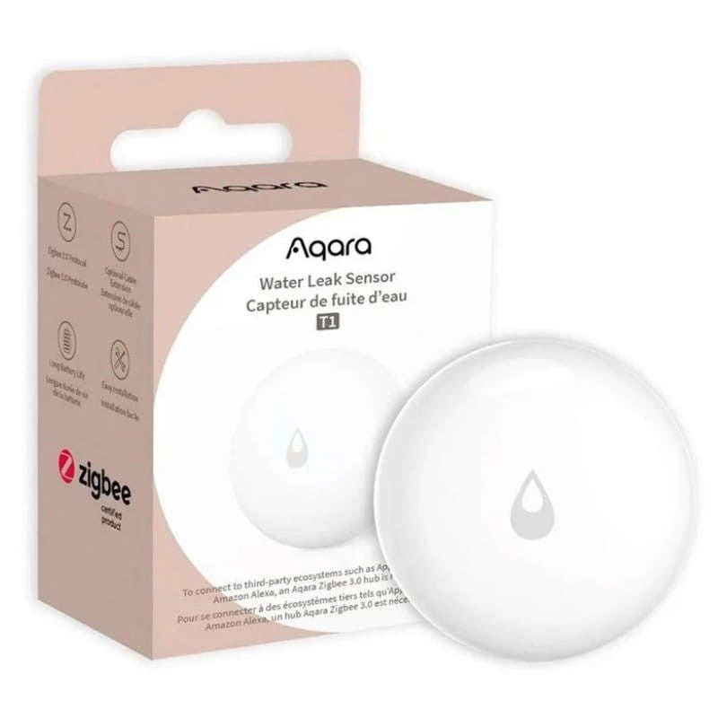 Aqara T1 WL-S02D Blanco - Sensor de Fugas de Agua - Compatible con Google Home, Apple HomeKit y Alexa