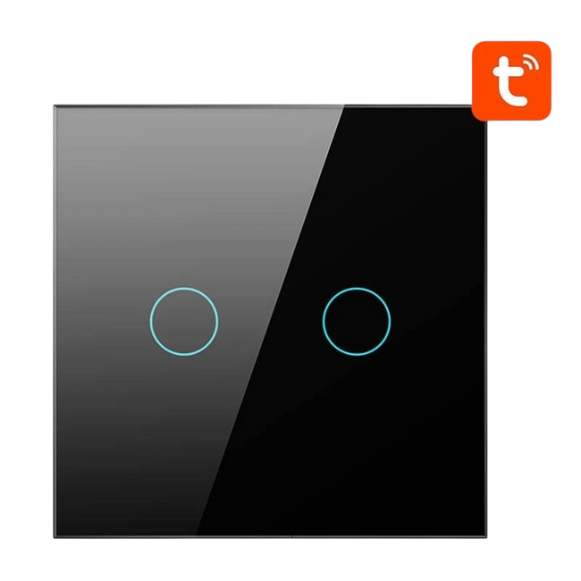Avatto LZTS02-EU-B2 2 Botones ZigBee Negro - Interruptor Táctil Inteligente Hover Image