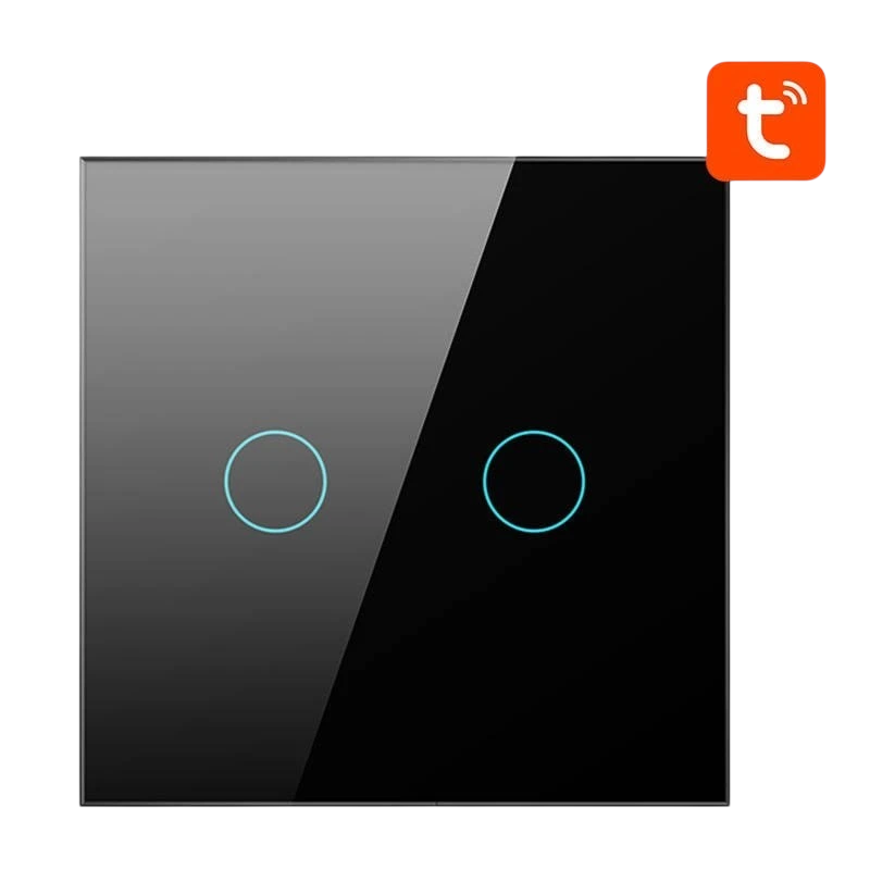 Avatto LZTS02-EU-B2 2 Botones ZigBee Negro - Interruptor Táctil Inteligente
