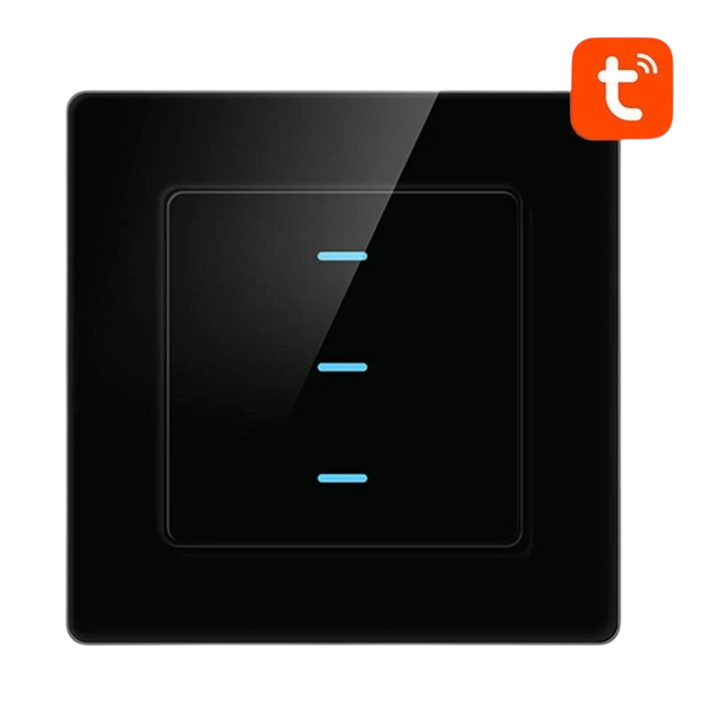 Avatto N-TS10-B3 3 Botones WiFi Negro - Interruptor Táctil Inteligente Hover Image