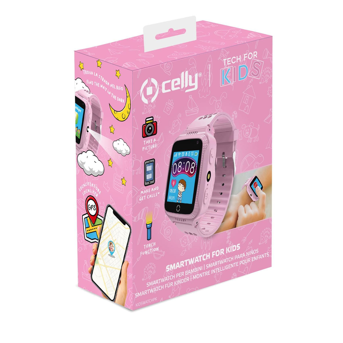 Celly KIDSWATCH 1.44 pulgadas Rosa Botón SOS Cámara incorporada GPS integrado