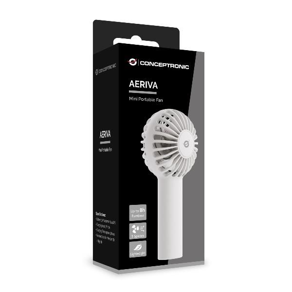 Ventilador Mini Portatil Conceptronic Aeriva01w 3 Velocidades Bateria Hasta 8h Blanco