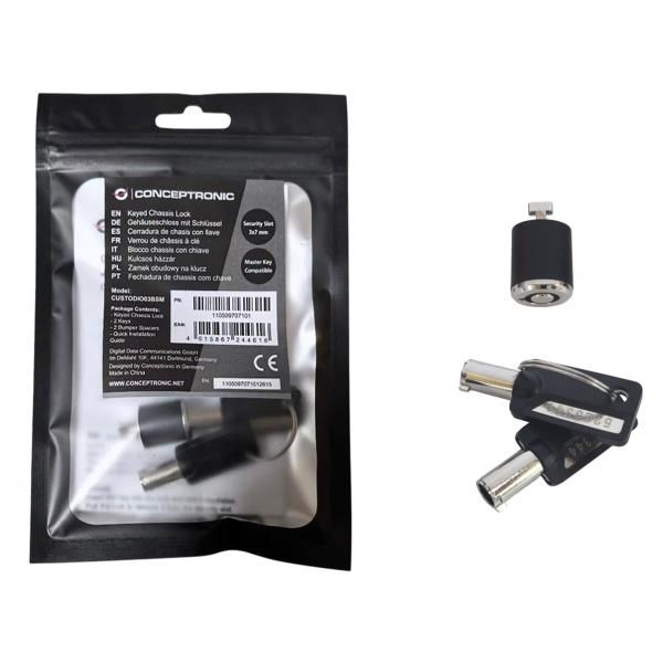 Cerradura De Seguridad Con Llave Conceptronic Custodio03bsm Para Chasis Compatible Con Llave Maestra
