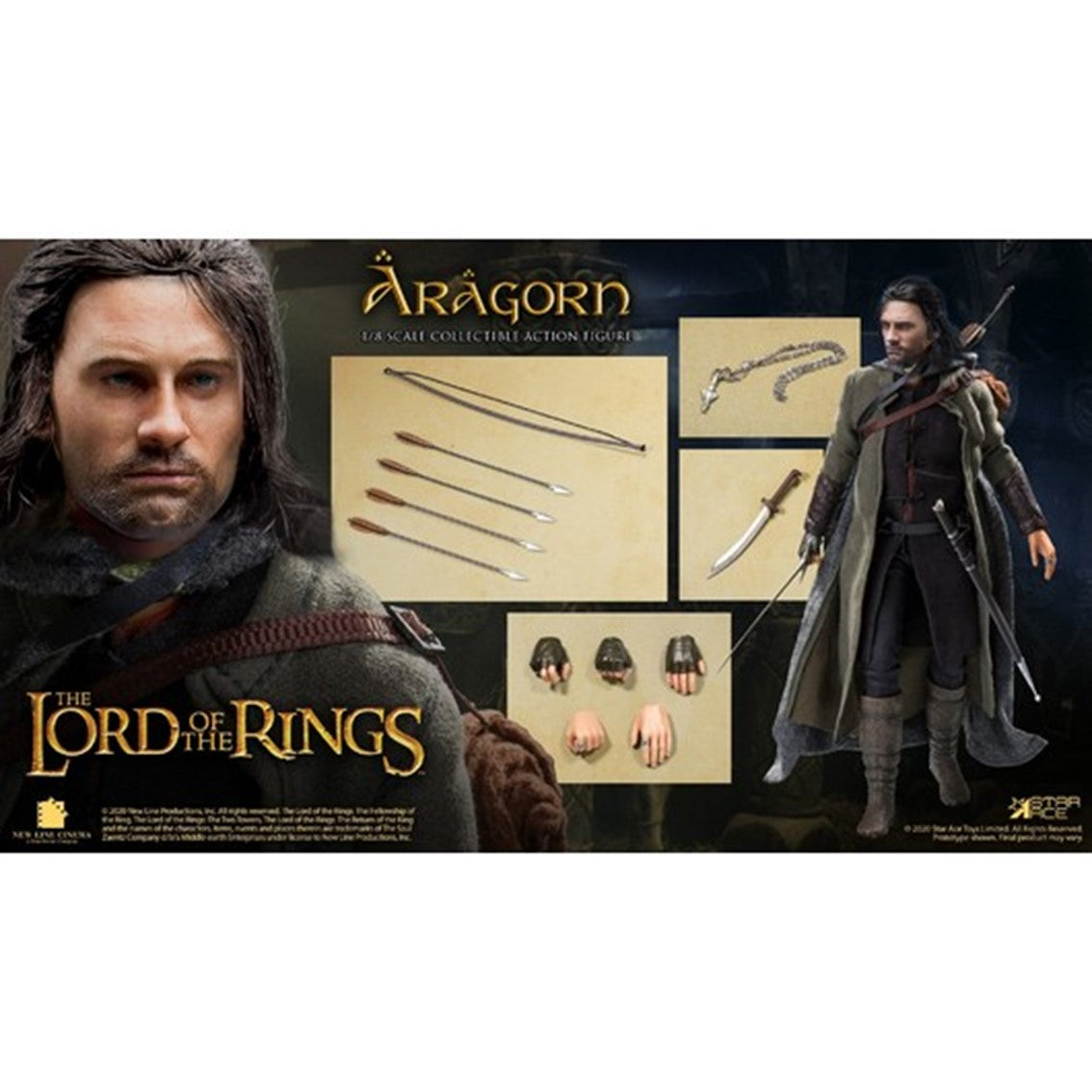 Figura Star Ace El Seor De Los Anillos Aragorn 2.0 Version Especial Real Master Serie 22.5 Cm