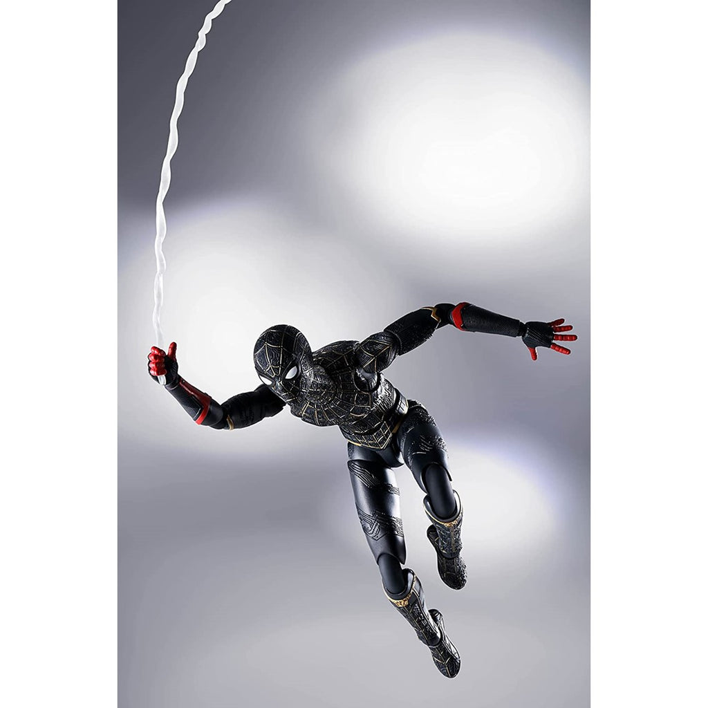 Figura Tamashii Nations Marvel Spider - Man No Way Home Spider - Man Traje Negro & Dorado Sh Figuarts