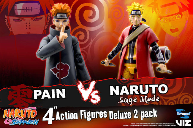 Pack 2 Figuras Toynami Naruto Naruto Sage Mode Vs Pain Exclusiva Hover Image