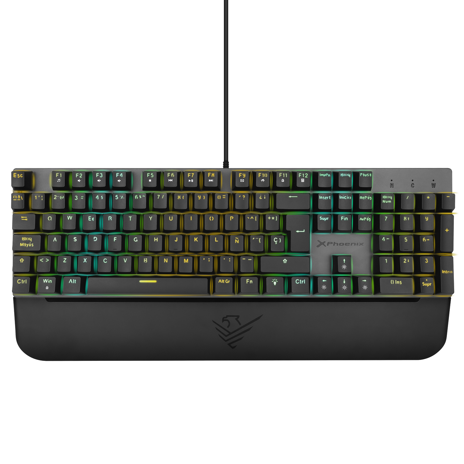 Teclado Mecanico Gaming Phoenix Mk1 Elite Full Rgb Configurable Switches Brown Usb Con Reposamuecas