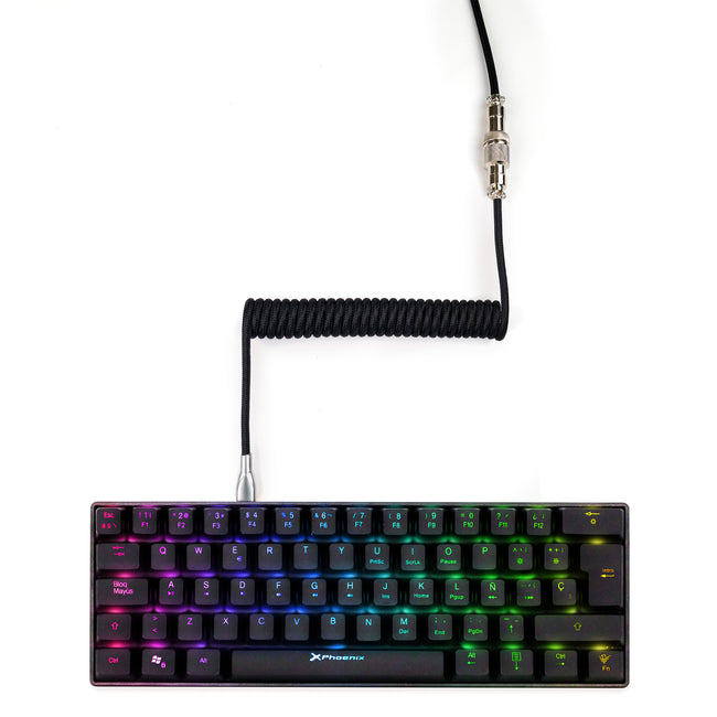Phoenix Kioru Cable Aviador En Espiral Con Conector Tipo C Para Teclados Gaming Negro Main Image