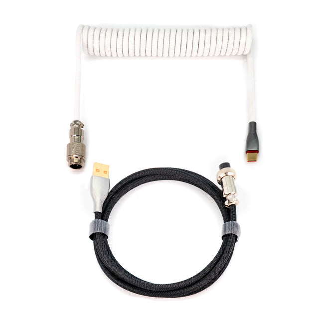 Phoenix Kioru Cable Aviador En Espiral Con Conector Tipo C Para Teclados Gaming Negro Y Blanco Hover Image