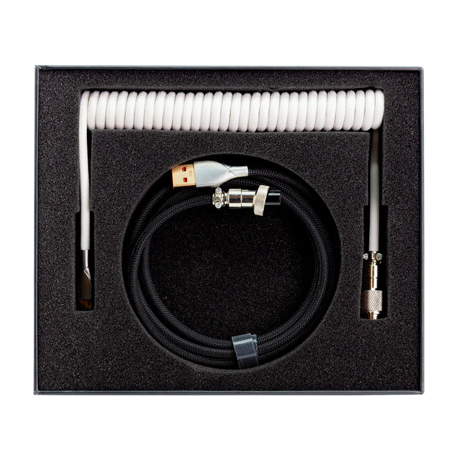 Phoenix Kioru Cable Aviador En Espiral Con Conector Tipo C Para Teclados Gaming Negro Y Blanco Main Image
