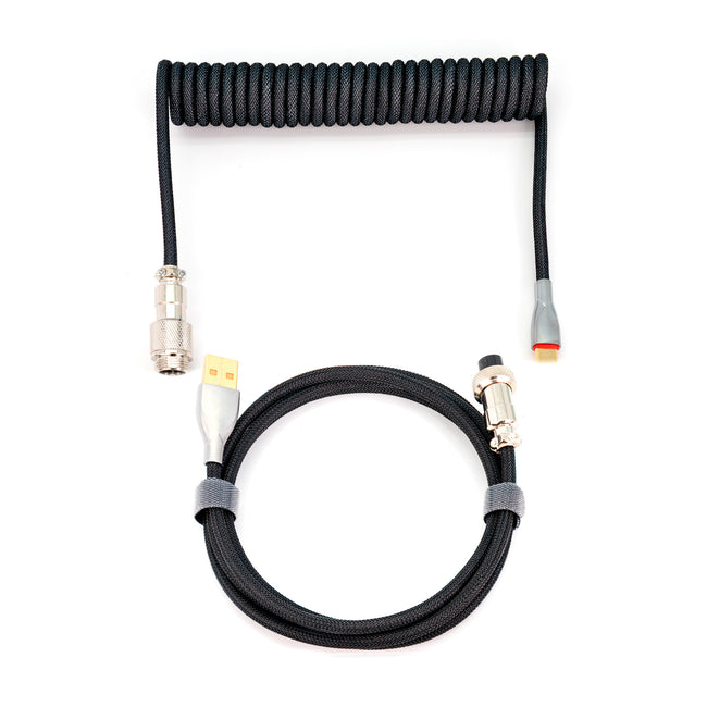 Phoenix Kioru Cable Aviador En Espiral Con Conector Tipo C Para Teclados Gaming Negro Y Gris Hover Image