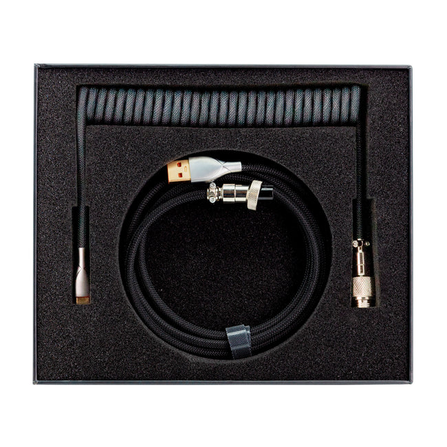 Phoenix Kioru Cable Aviador En Espiral Con Conector Tipo C Para Teclados Gaming Negro Y Gris Main Image