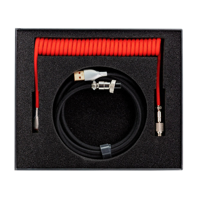 Phoenix Kioru Cable Aviador En Espiral Con Conector Tipo C Para Teclados Gaming Negro Y Rojo Main Image