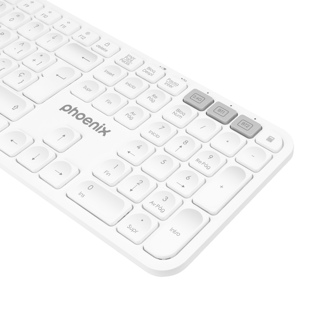 Teclado Inalámbrico Multidispositivo Phoenix K300 Blueooth Dual Y 2.4ghz Blanco