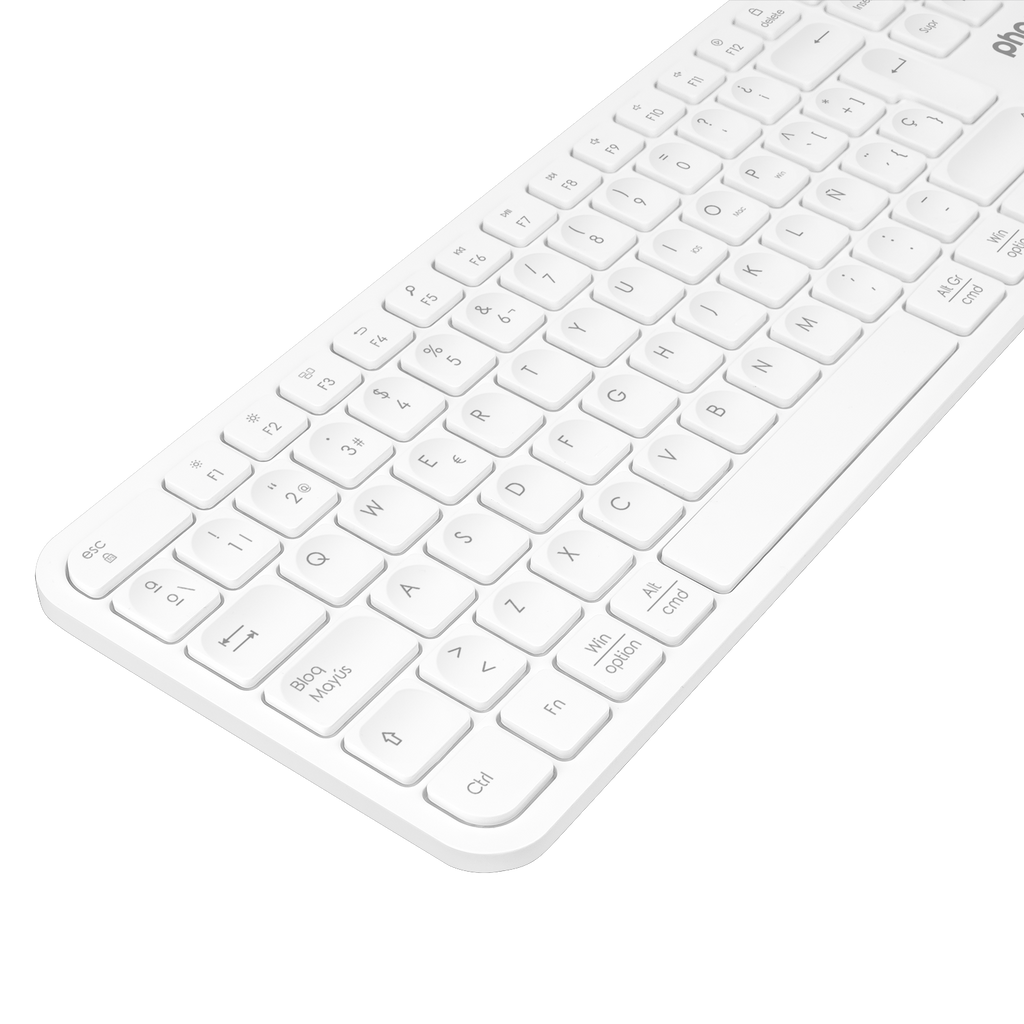 Teclado Inalámbrico Multidispositivo Phoenix K300 Blueooth Dual Y 2.4ghz Blanco