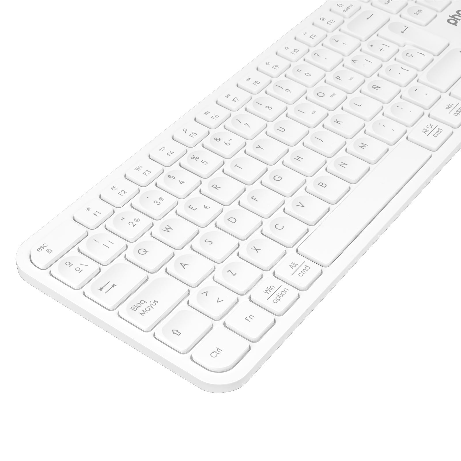 Teclado Inalámbrico Multidispositivo Phoenix K300 Blueooth Dual Y 2.4ghz Blanco
