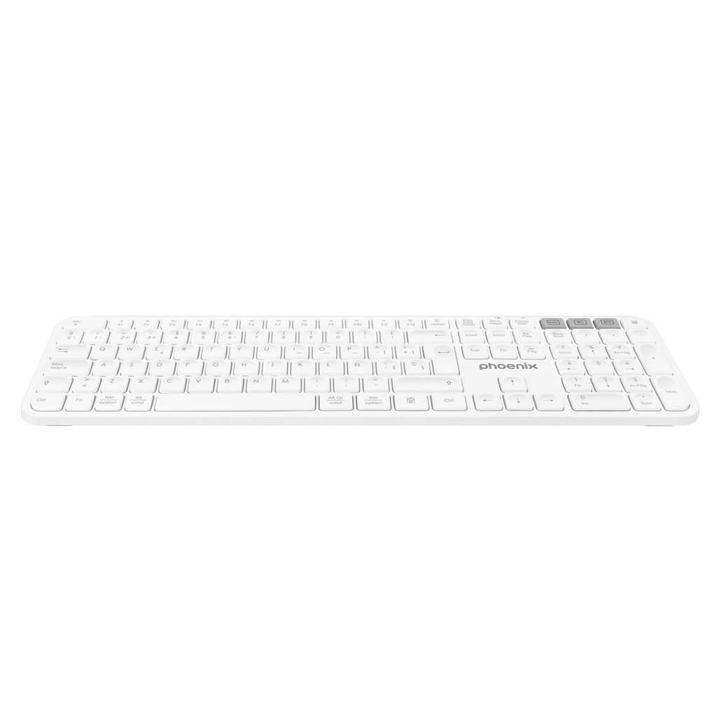 Teclado Inalámbrico Multidispositivo Phoenix K300 Blueooth Dual Y 2.4ghz Blanco