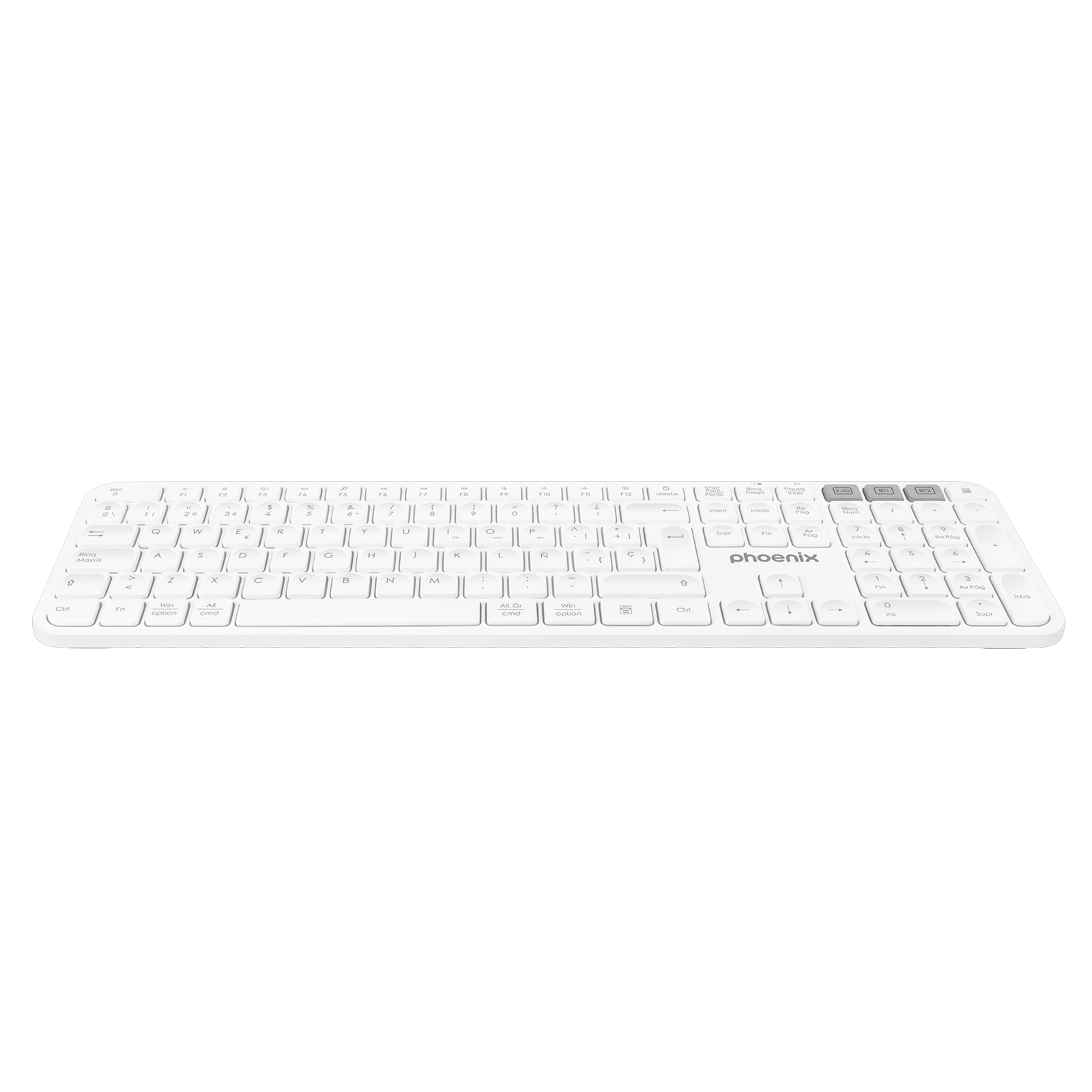 Teclado Inalámbrico Multidispositivo Phoenix K300 Blueooth Dual Y 2.4ghz Blanco