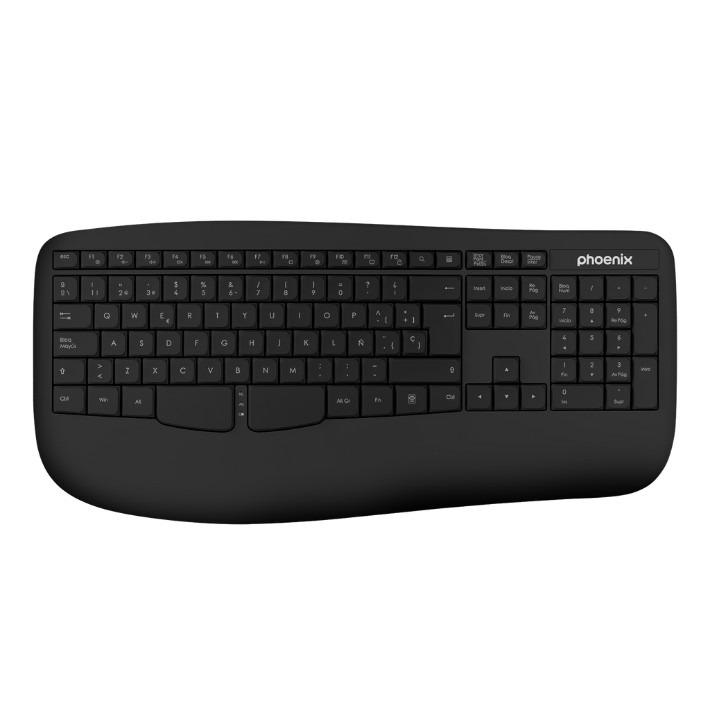 Phoenix K201 Teclado Ergonomico Inalambrico 2.4ghz Negro