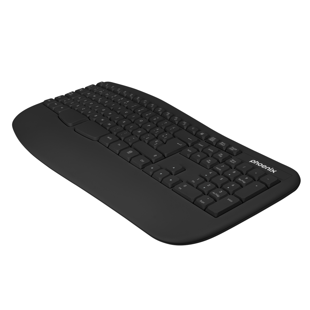 Phoenix K201 Teclado Ergonomico Inalambrico 2.4ghz Negro
