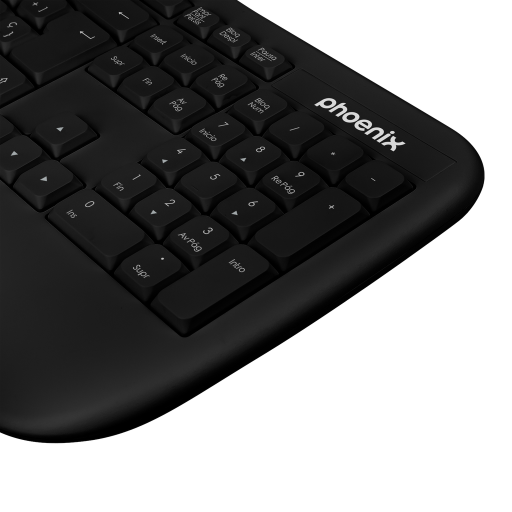Phoenix K201 Teclado Ergonomico Inalambrico 2.4ghz Negro