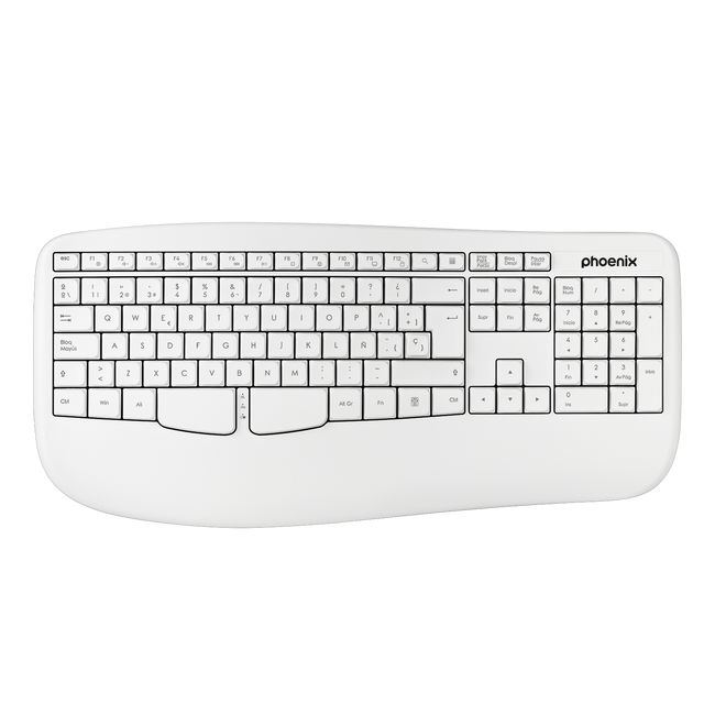 Phoenix K201 Teclado Ergonómico Inalámbrico 2.4ghz Blanco Hover Image