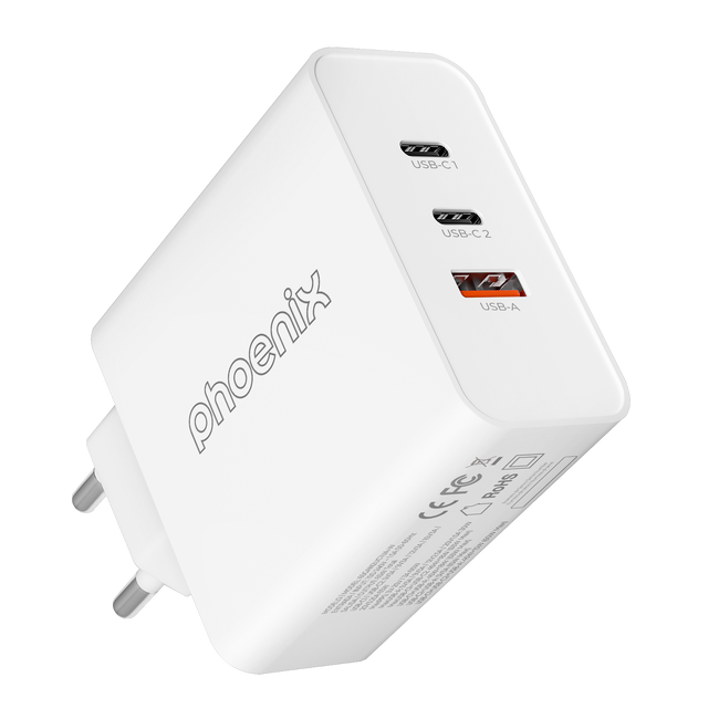 Cargador Tipo C 65w Gan Phoenix Universal Para Portatil Tablet O Smartphone Carga Rapida Hover Image