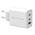 Cargador Conceptronic Carga Rapida Pd 1 Puerto Usb Tipo A - 2 Puertos Usb Tipo C - Althea - 65w - Blanco