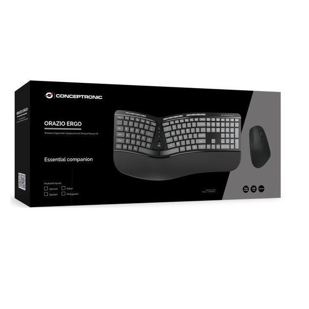 Kit Teclado + Mouse Raton Conceptronic Orazio02 Wireless Inalambrico Ergonomico