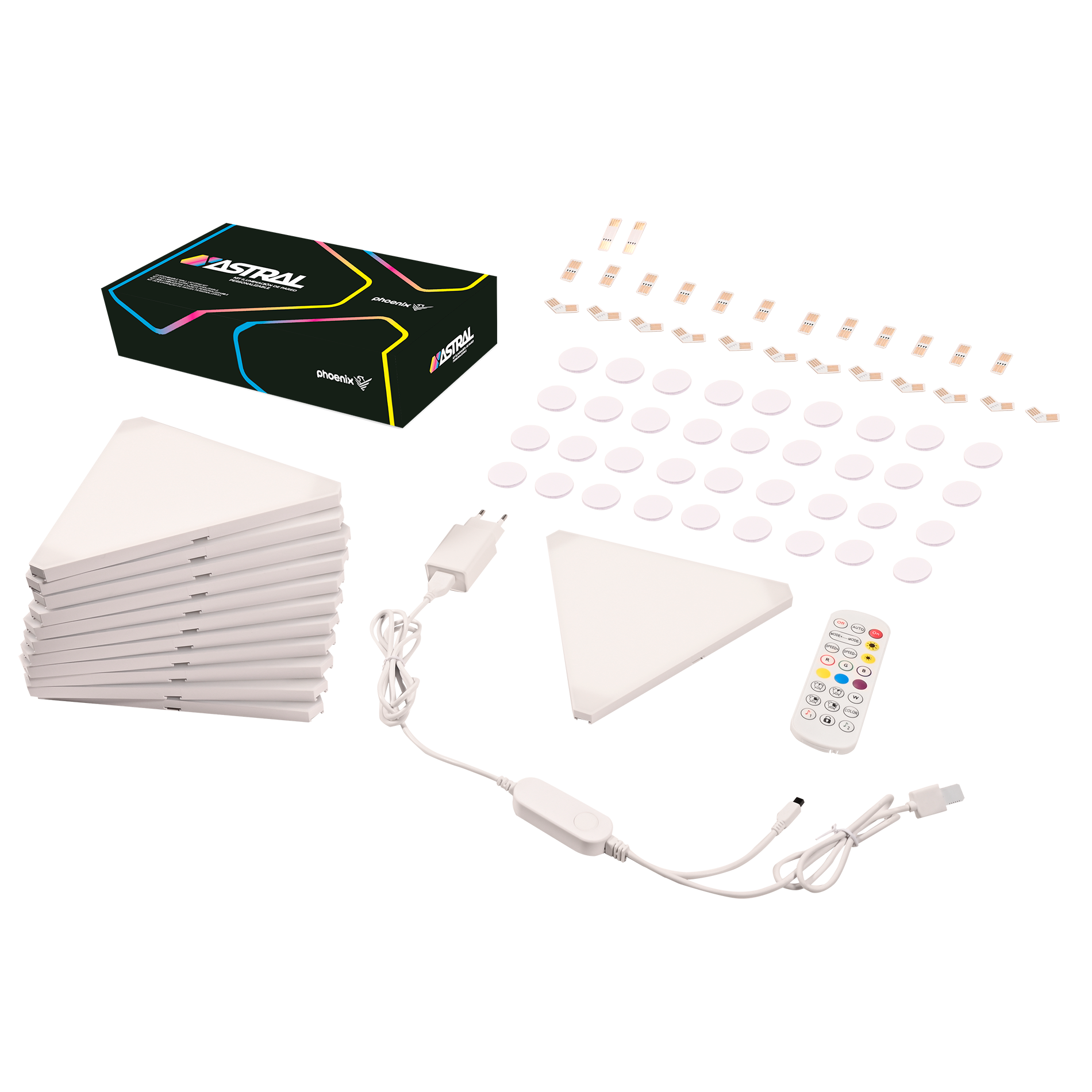 Phoenix Astral Kit De Iluminación Modular Rgb Con Paneles Triangulares