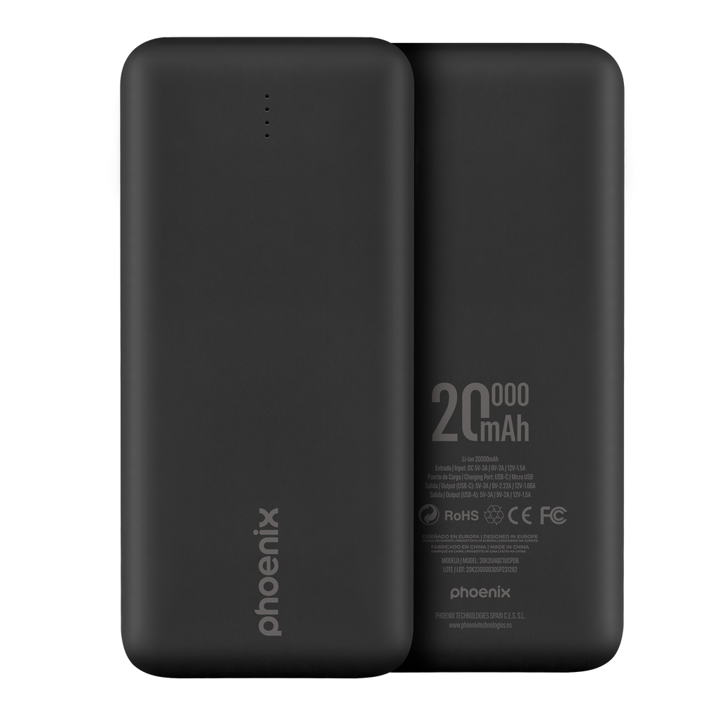 Phoenix Powerbank Batería Externa 20000mah Con 2 Usb Carga Rapida Y 1 Usb Tipo C Pd