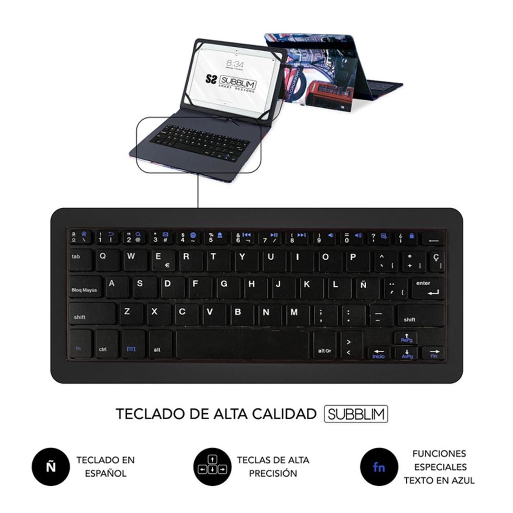 Funda + Teclado Subblim Keytab Usb Tipo C 10.1 Pulgadas England