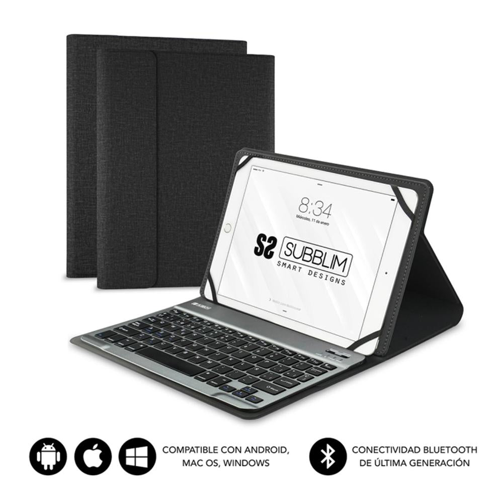 Funda + Teclado Subblim Para Teclado 10.1 Pulgadas Negro