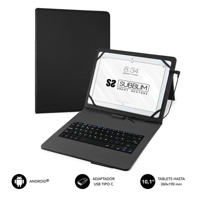 Funda + Teclado Subblim Para Tablet 9.6 Pulgadas A 11 Pulgadas Negro Hover Image