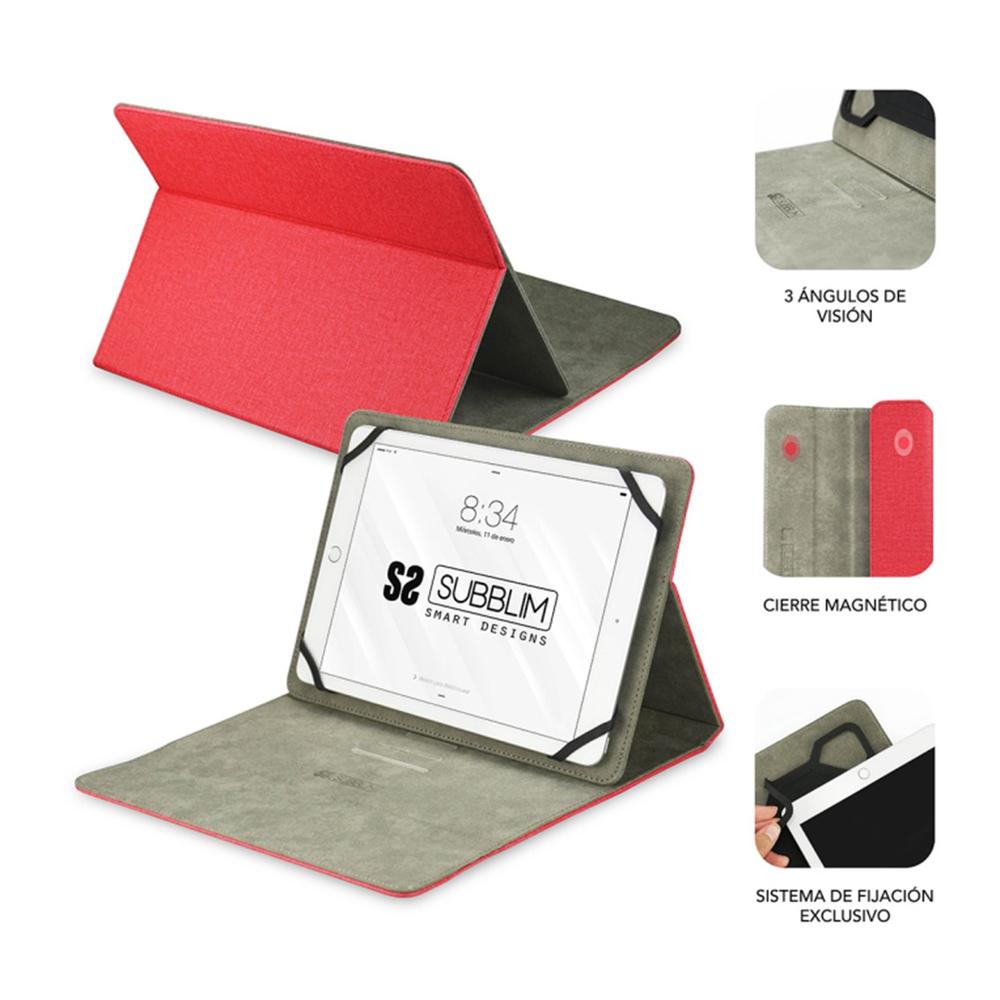 Funda Subblim Clever Para Stand Tablet 10.1 Pulgadas Rojo