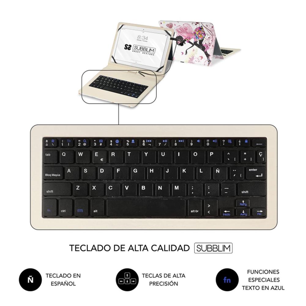 Funda + Teclado Subblim Para Tablet 11 Pulgadas Hadas
