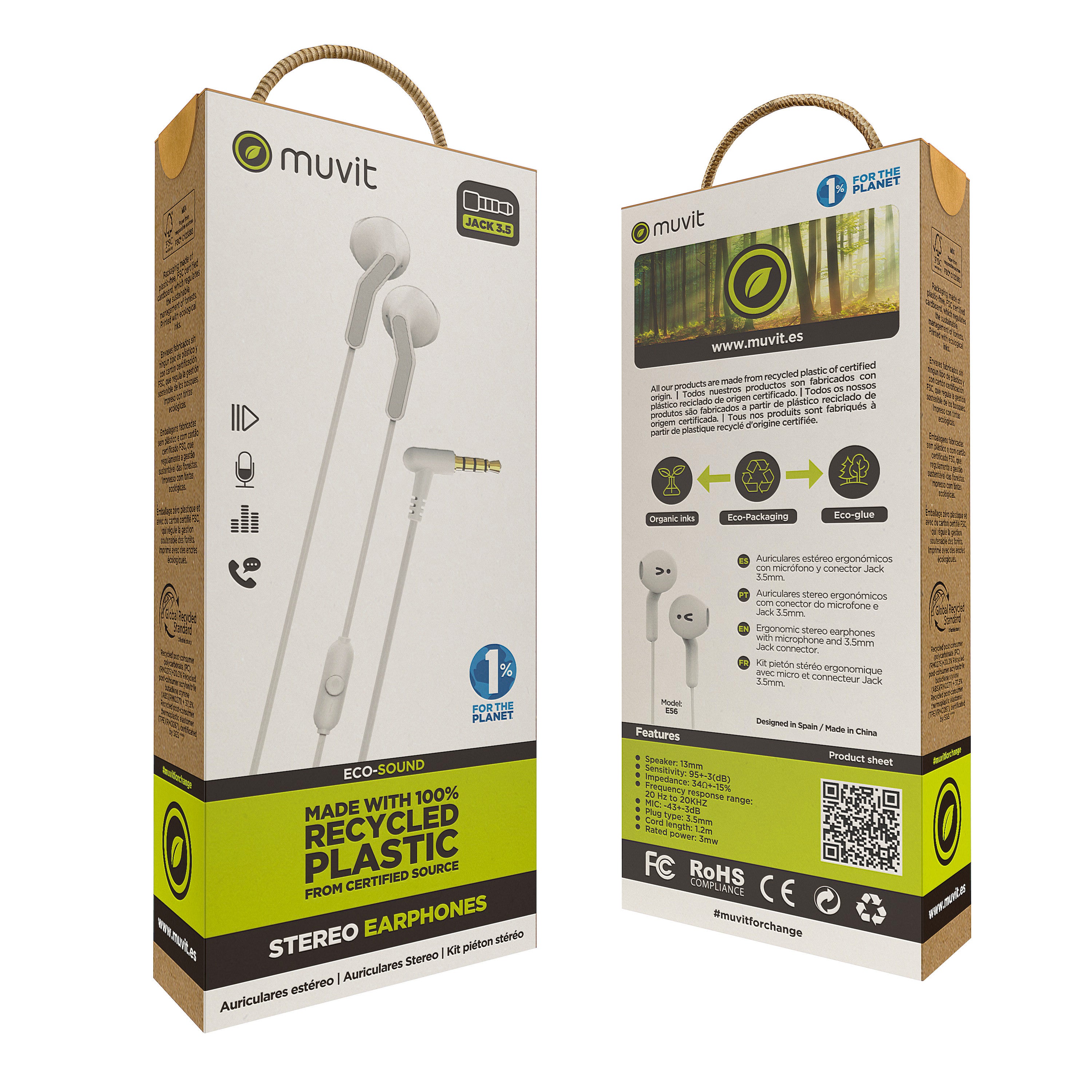 Auriculares Muvit E56 Blanco