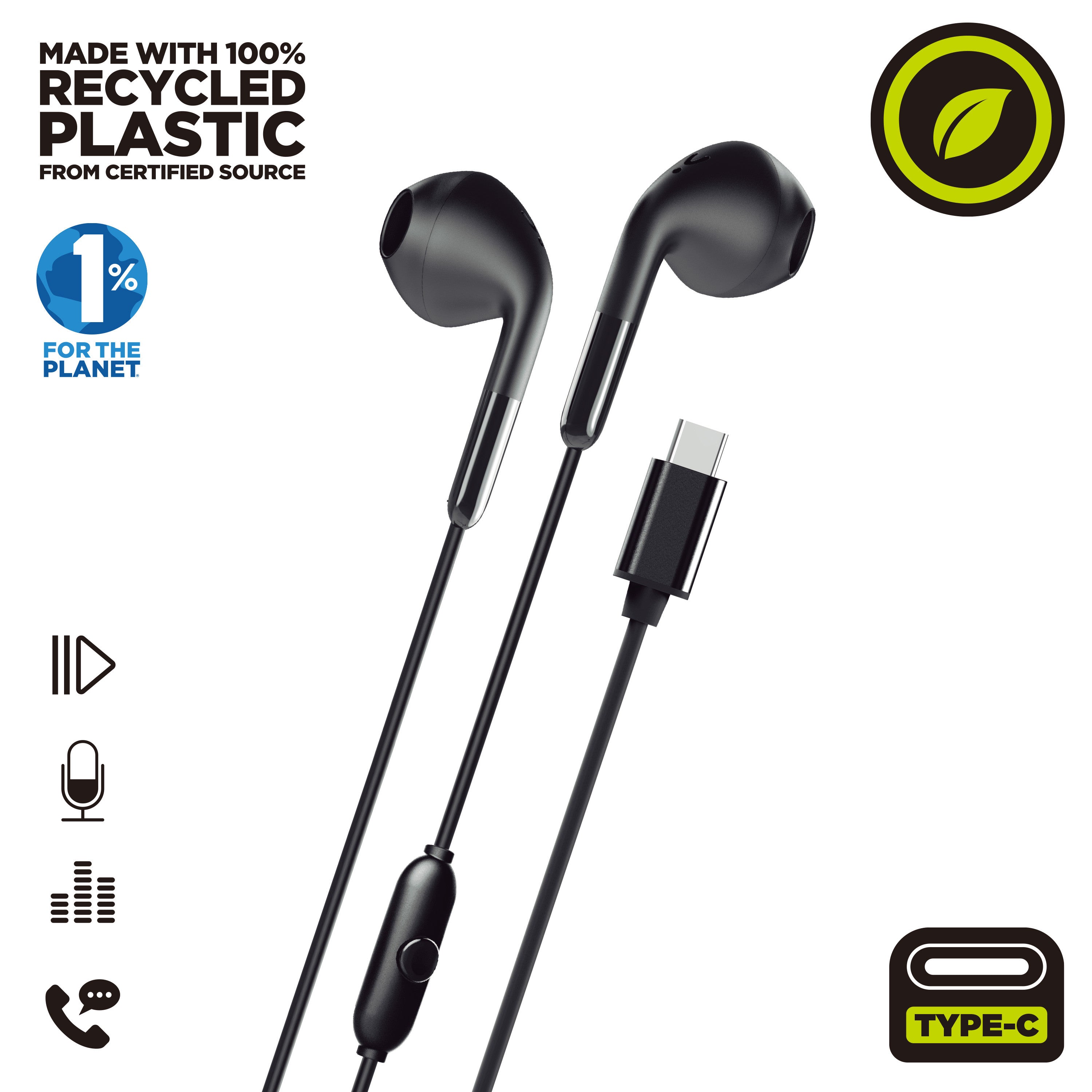 Auriculares Muvit E58 Usb Tipo C Negro