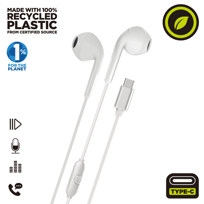 Auriculares Muvit E58 Usb Tipo C Blanco Hover Image
