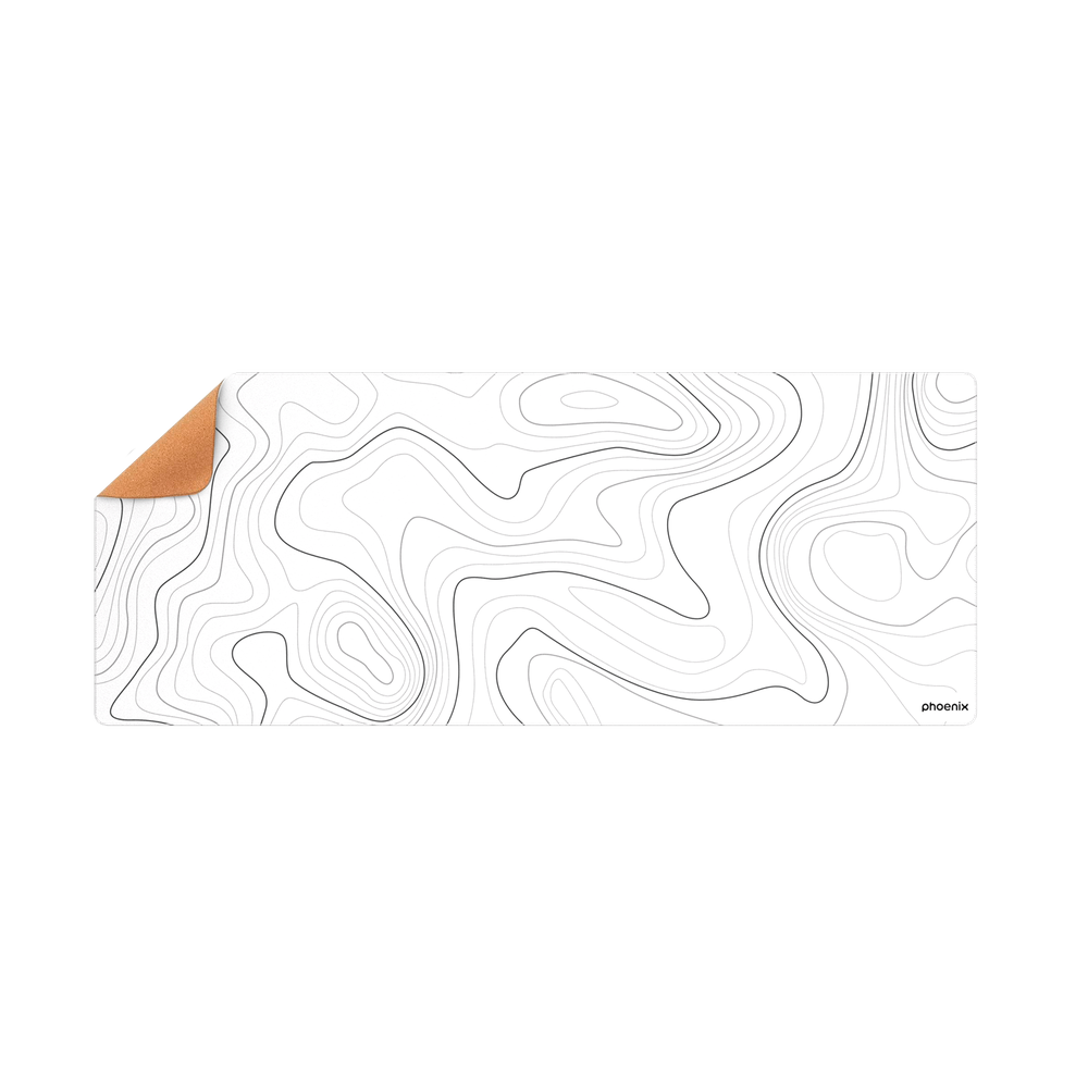 Alfombrilla Phoenix Stratos Para Ratón Escritorio Blanca 90 X 40 Cm Con Base De Corcho Y Superficie Cuero Pu