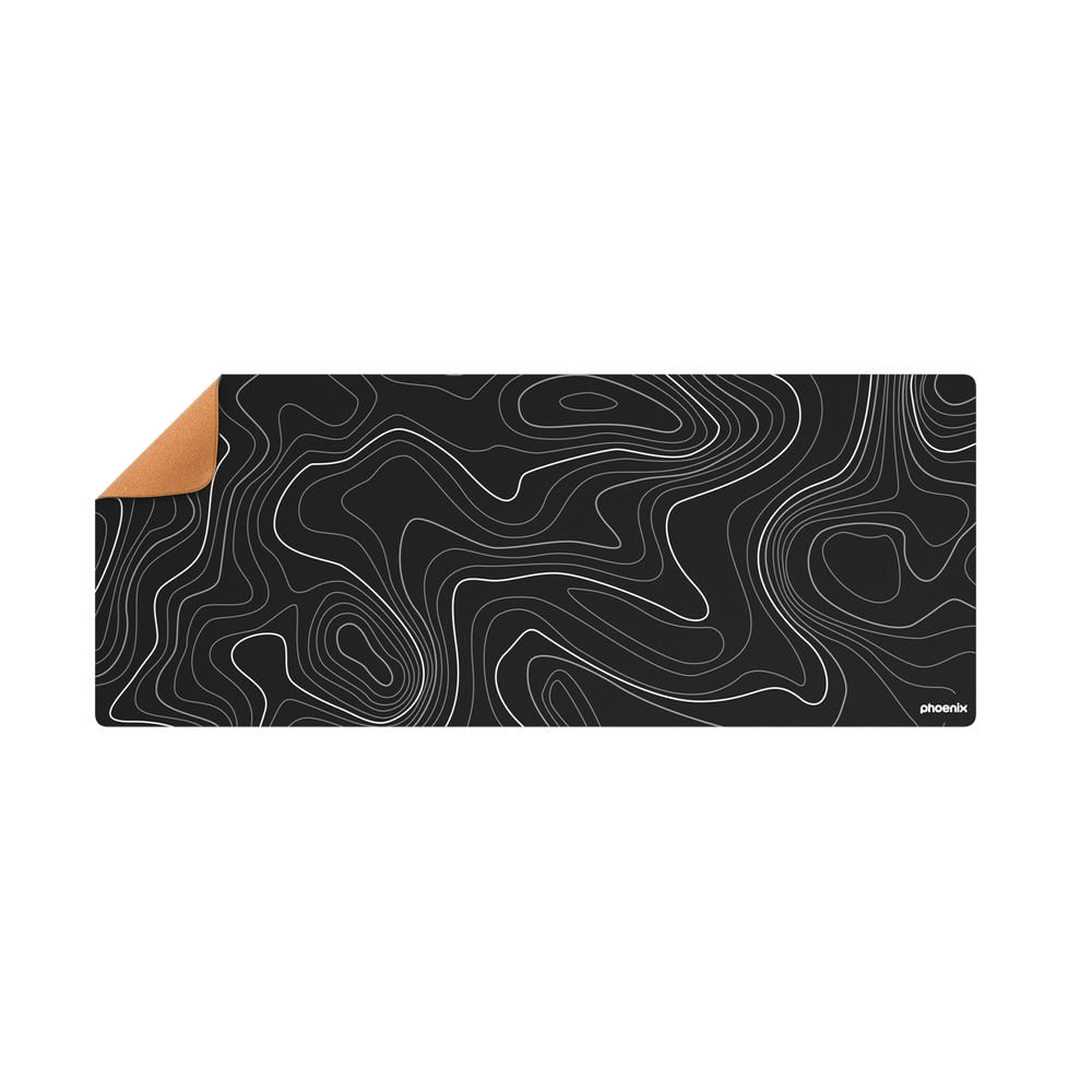 Alfombrilla Phoenix Stratos Para Ratón Escritorio Negra 90 X 40 Cm Con Base De Corcho Y Superficie Cuero Pu