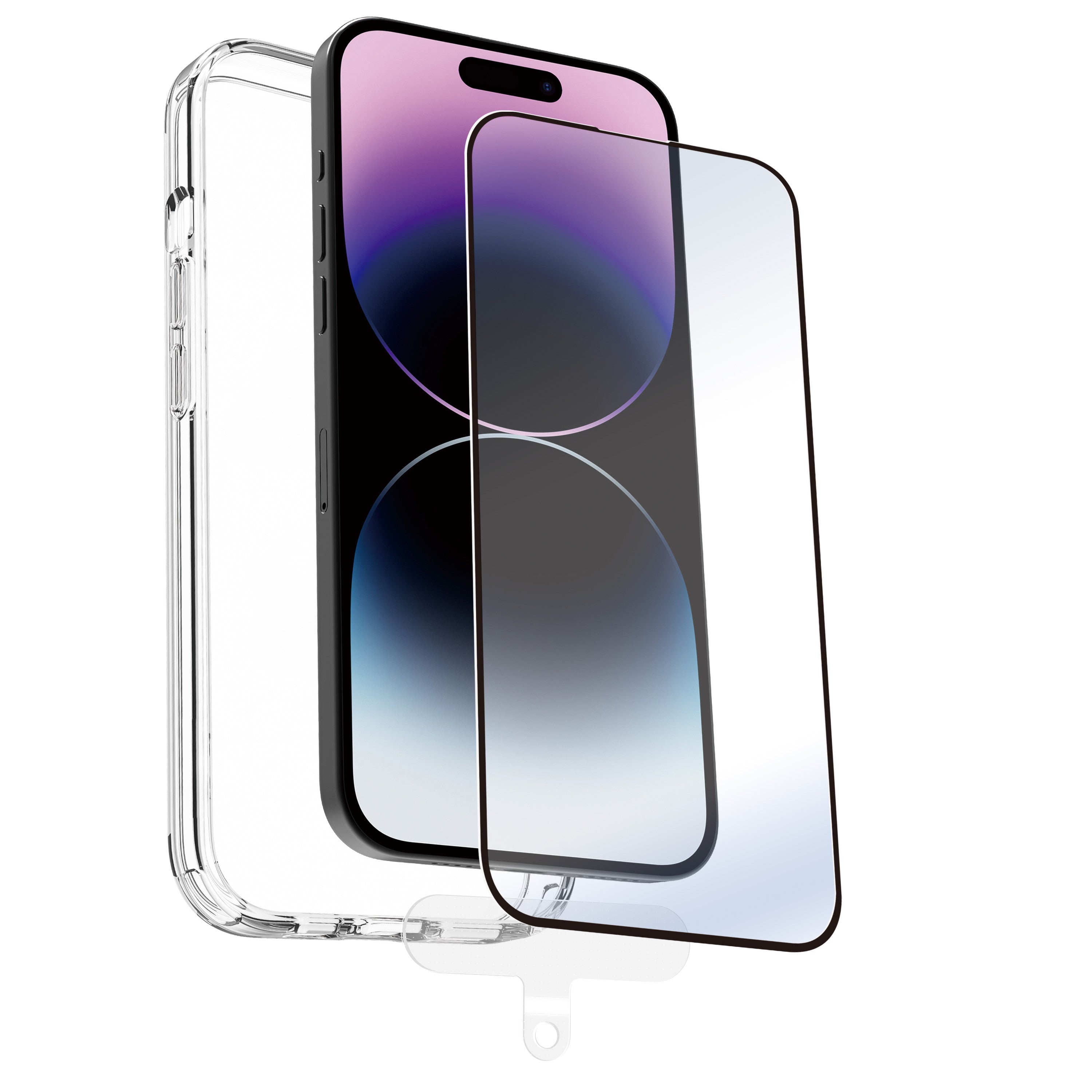 Funda Muvit Shockproof 2m Para Apple Iphone 15 Pro Max Transparente + Protector Pantalla Cristal Templado Marco Negro