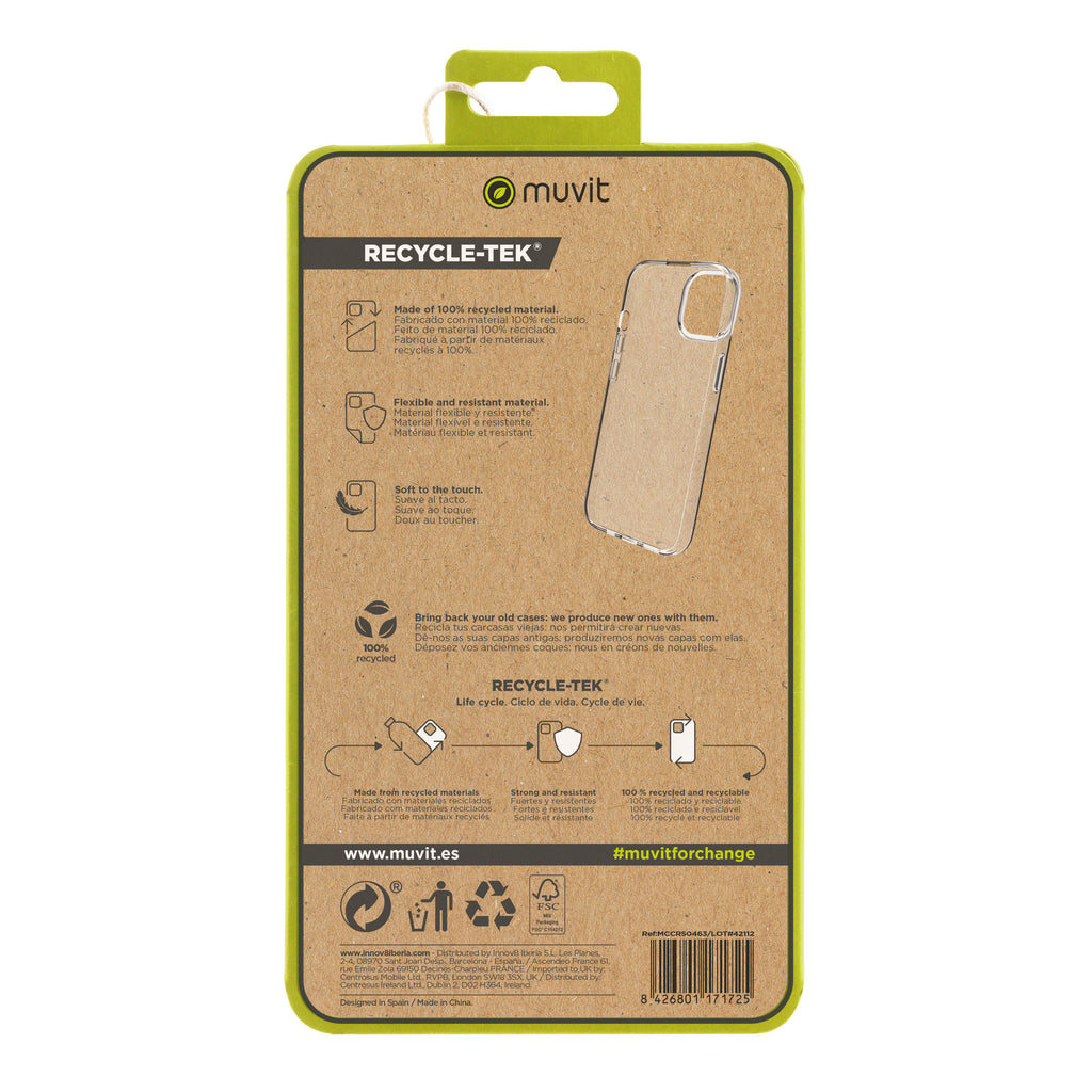 Funda Muvit Recycletek Para Apple Iphone 15 Transparente