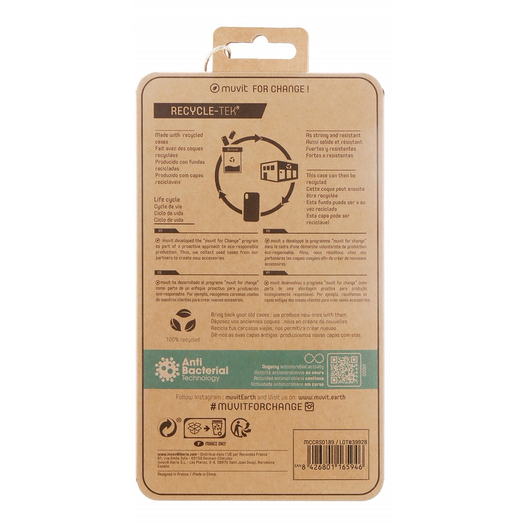 Funda Muvit Recycletek Para Apple Iphone 13 Pro Antibacterias Transparente
