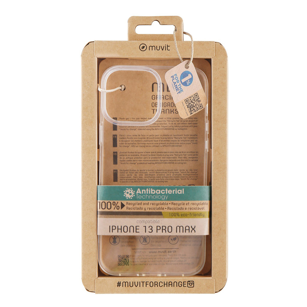 Funda Muvit Recycletek Para Apple Iphone 13 Pro Max Antibacterias Transparente