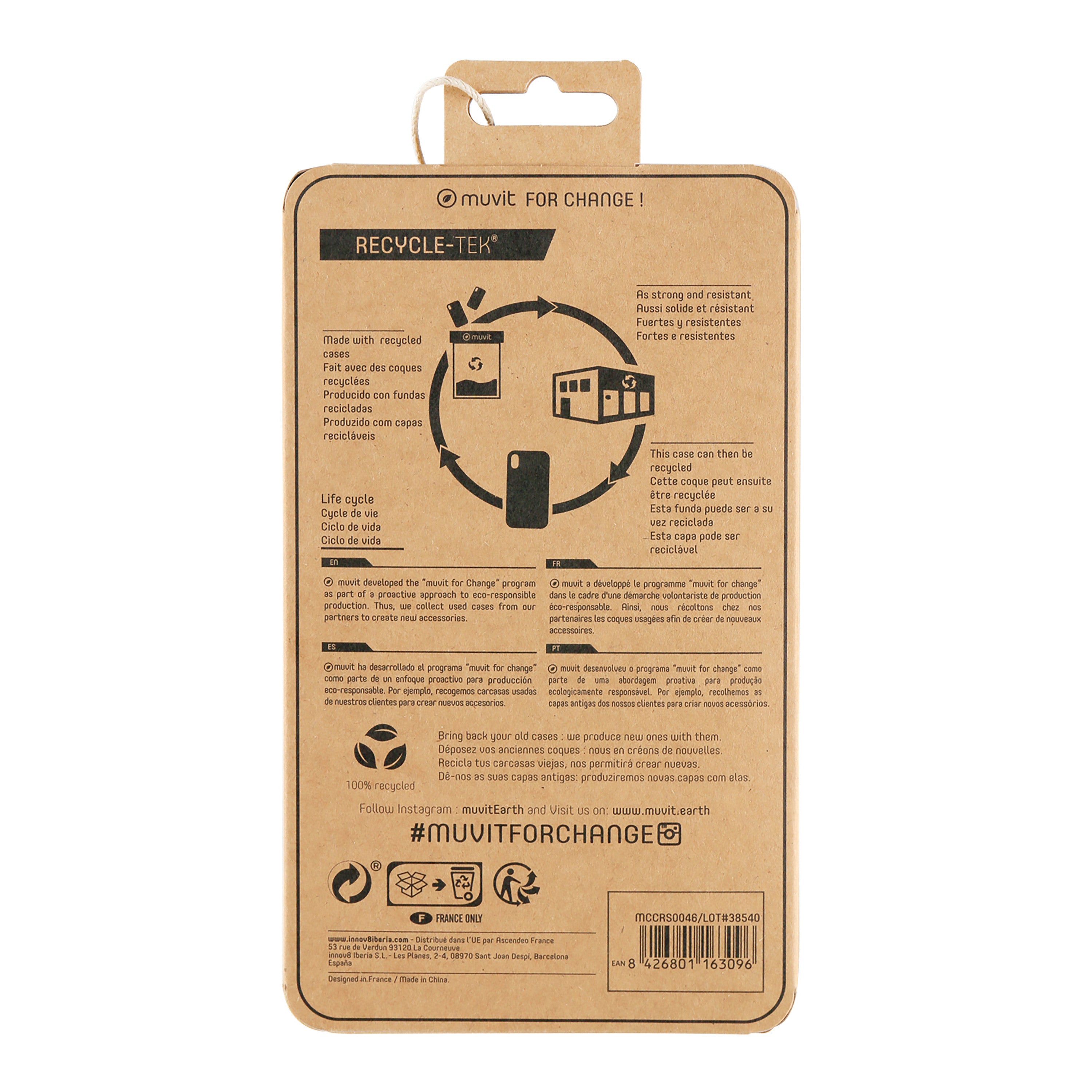Funda Muvit Recycletek Para Apple Iphone 12 - 12 Pro Transparente