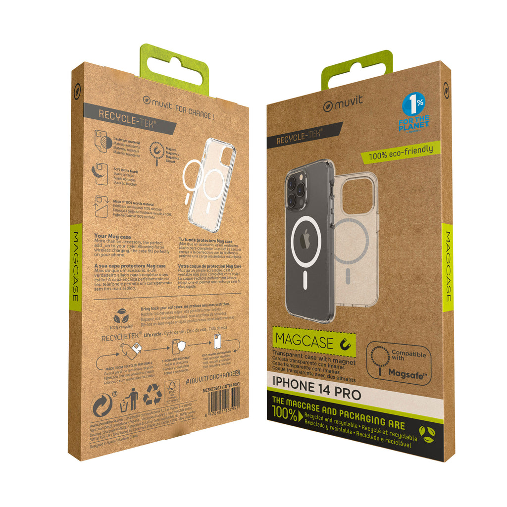 Funda Muvit Recycletek Magsafe Para Apple Iphone 14 Pro Transparente