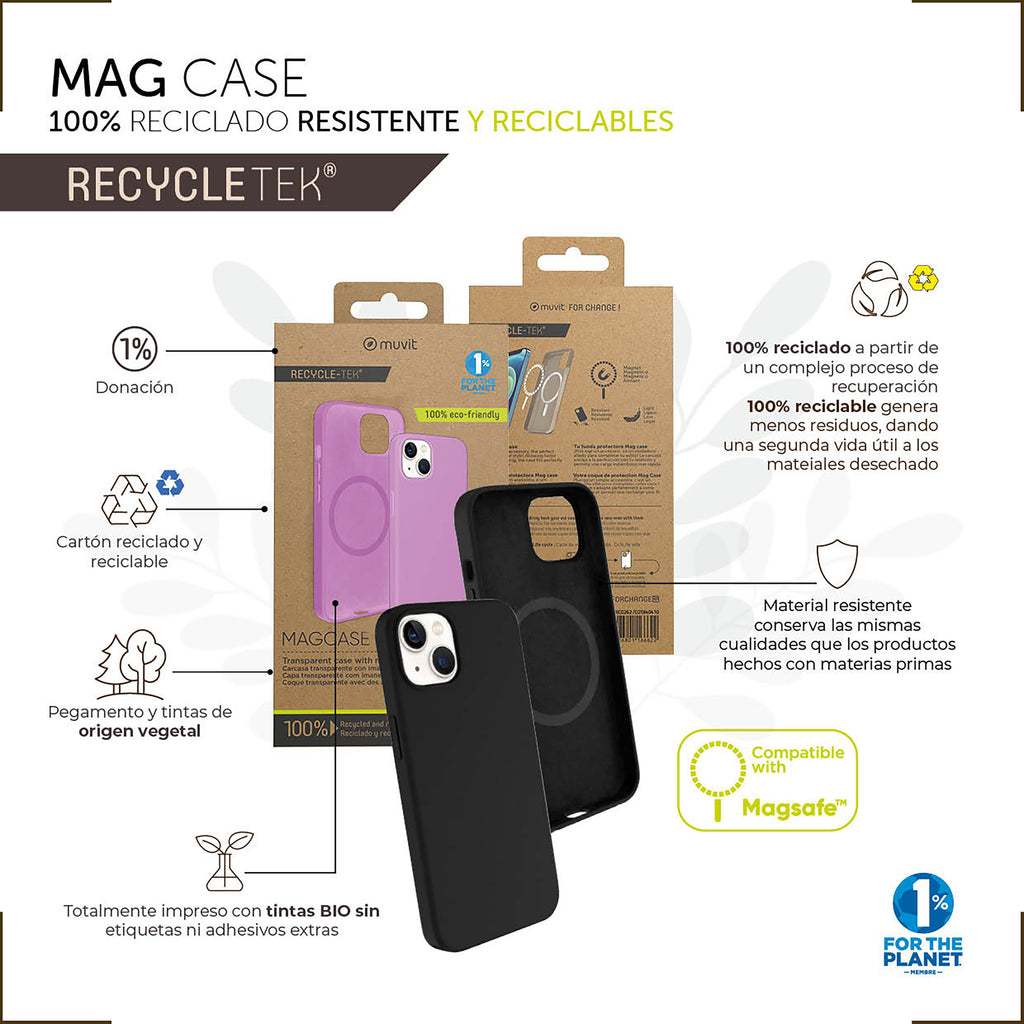 Funda Muvit Recycletek Liquid Silicone Magsafe Para Apple Iphone 14 Plus Negra